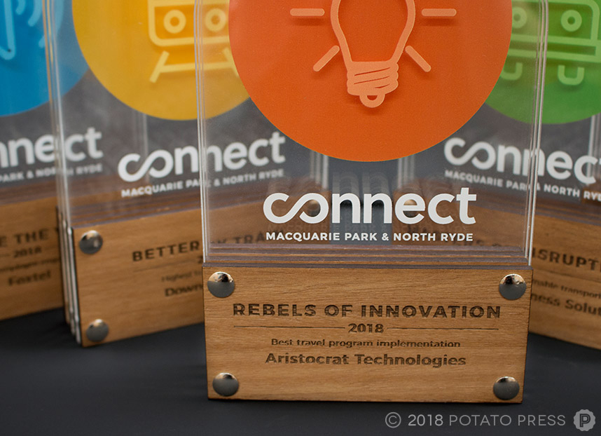 connect timber acrylic layered awards trophy